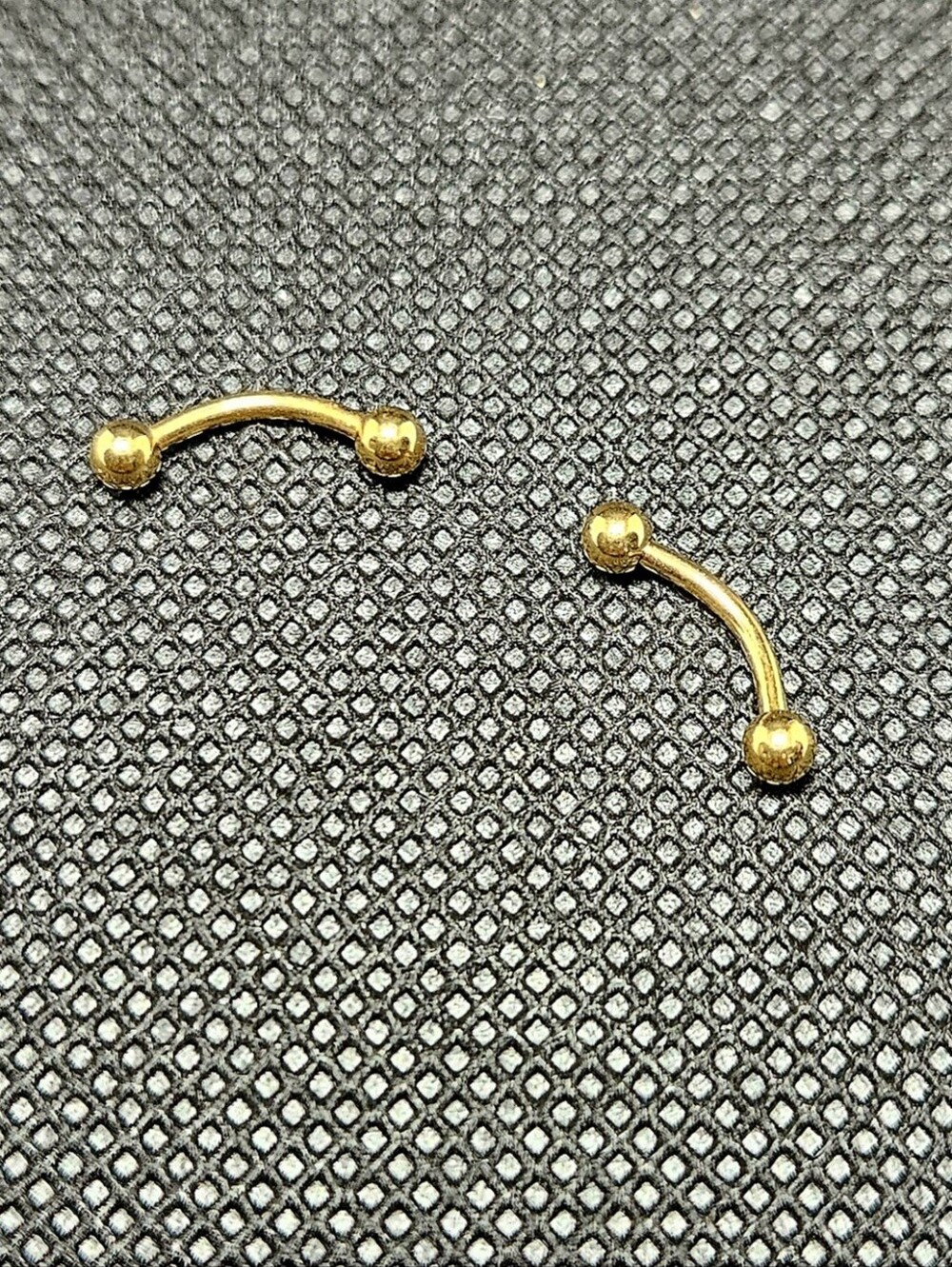 2 Curved Barbell Gold Tone PVD Plated Over Surgical Steel 16GA - 1.2mm